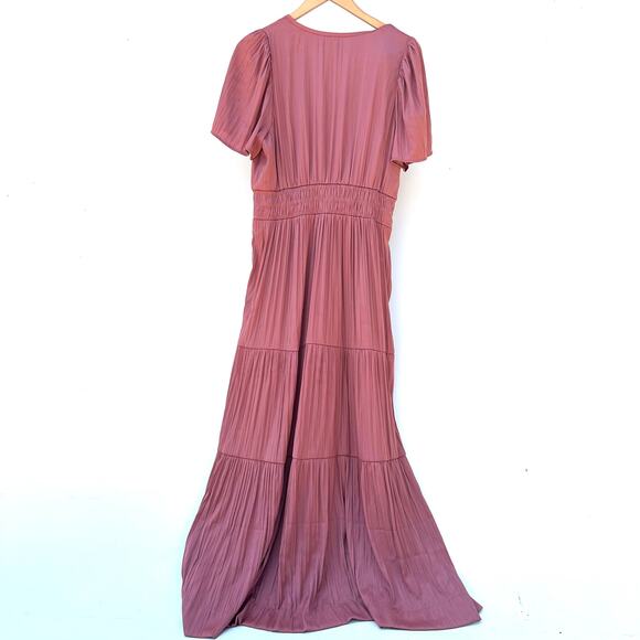 Anthropologie The Somerset Maxi Dress Satin Pink Rose XS Small Wedding - Picture 3 of 11